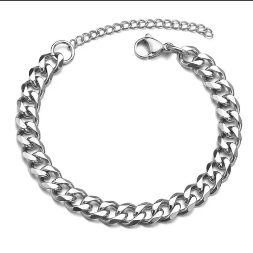 Men 3mm High Quality Stainless Steel Bracelet Silver Color Solid Link Chain